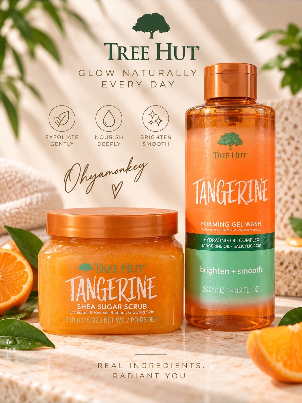 Tree Hut Tangerine Shea Sugar Scrub & Foaming Gel Wash Bundle